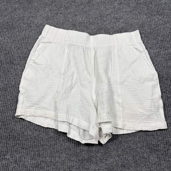 Otal Comfort Pants - Otal Comfort Shorts Womens L White Gauze Elastic Waist Cotton Blend Casual